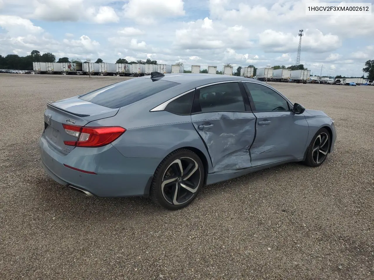 2021 Honda Accord Sport VIN: 1HGCV2F3XMA002612 Lot: 62735305