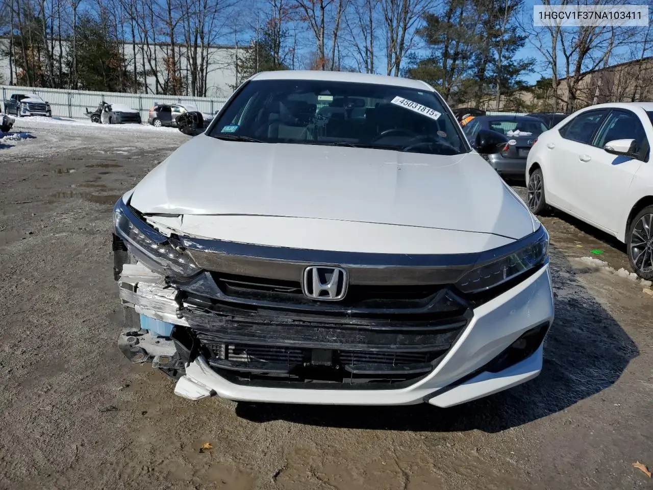 2022 Honda Accord Sport VIN: 1HGCV1F37NA103411 Lot: 45031815