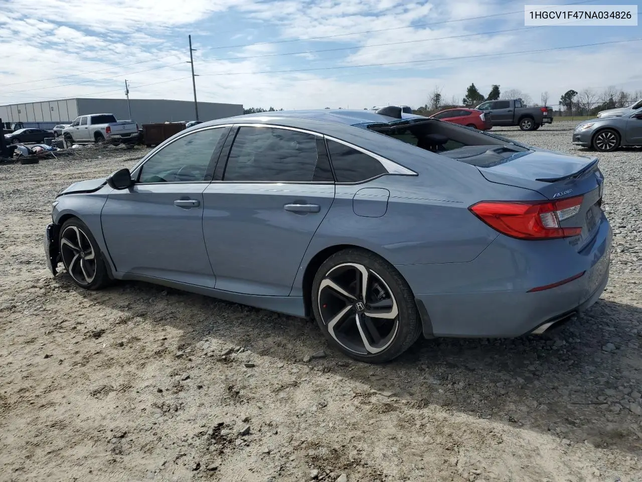 2022 Honda Accord Sport Se VIN: 1HGCV1F47NA034826 Lot: 46471575