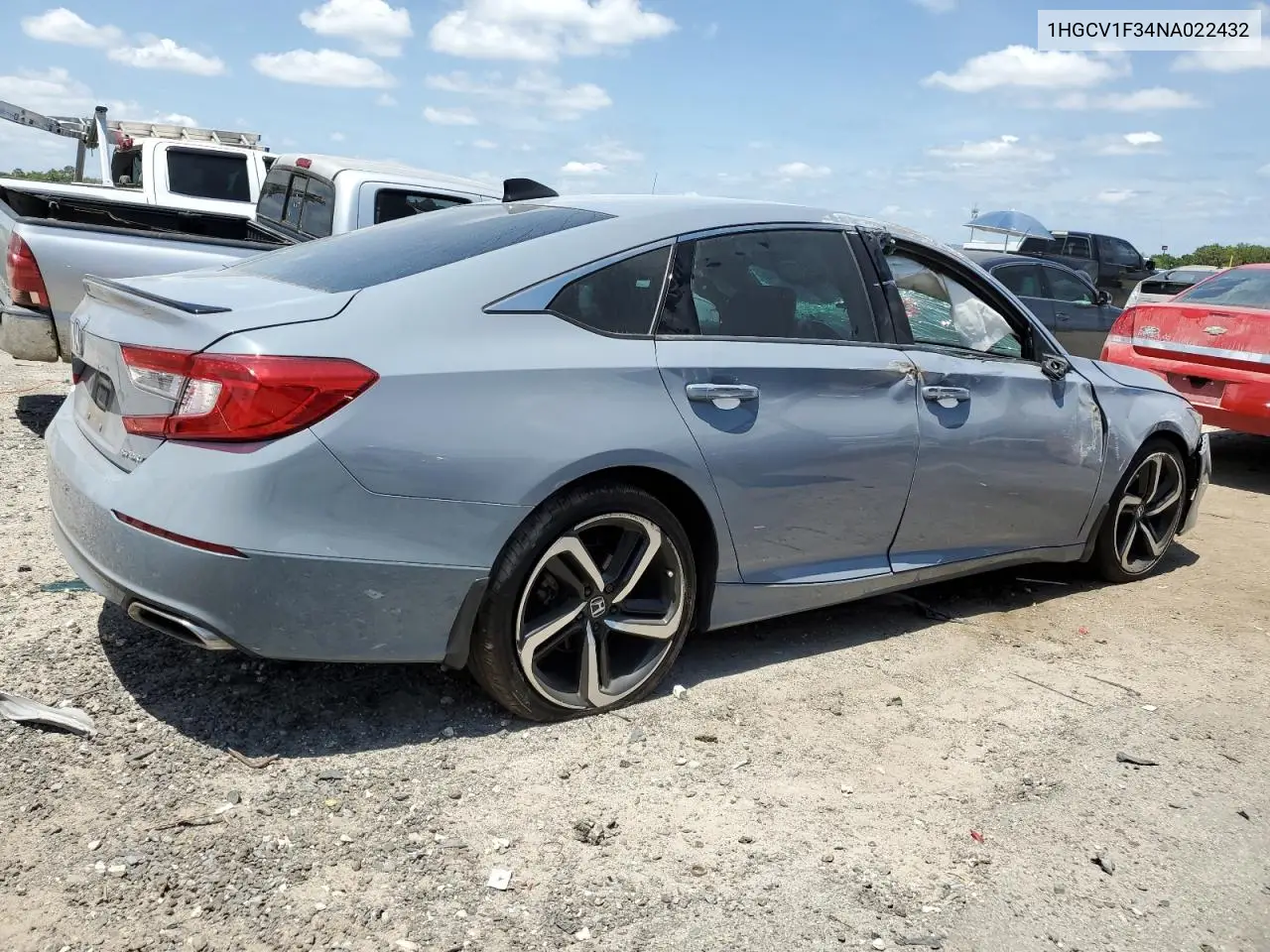 2022 Honda Accord Sport VIN: 1HGCV1F34NA022432 Lot: 54559655