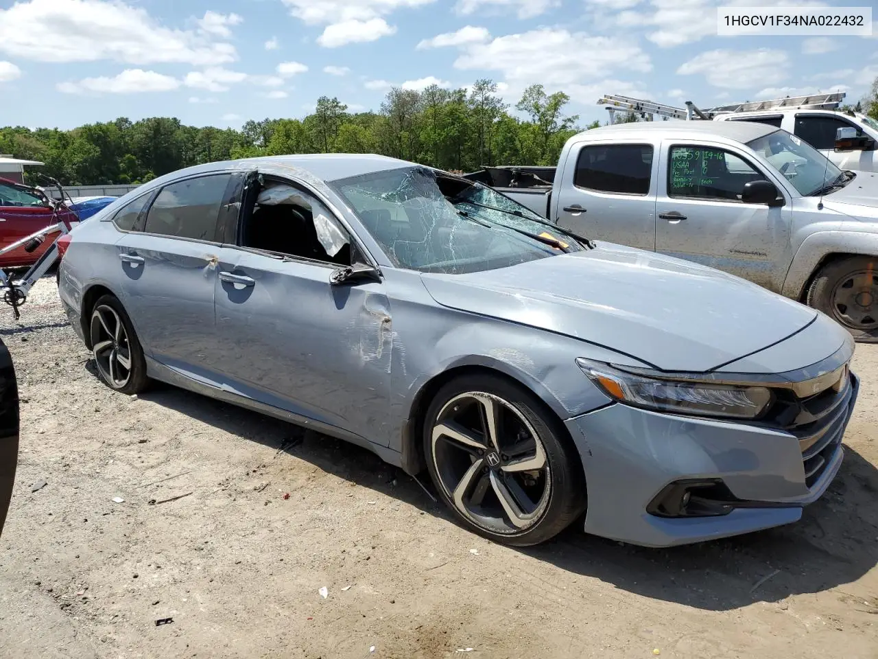 2022 Honda Accord Sport VIN: 1HGCV1F34NA022432 Lot: 54559655
