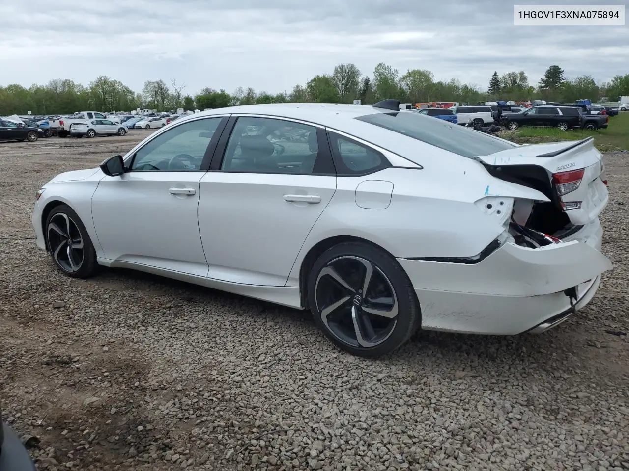 2022 Honda Accord Sport VIN: 1HGCV1F3XNA075894 Lot: 56741095