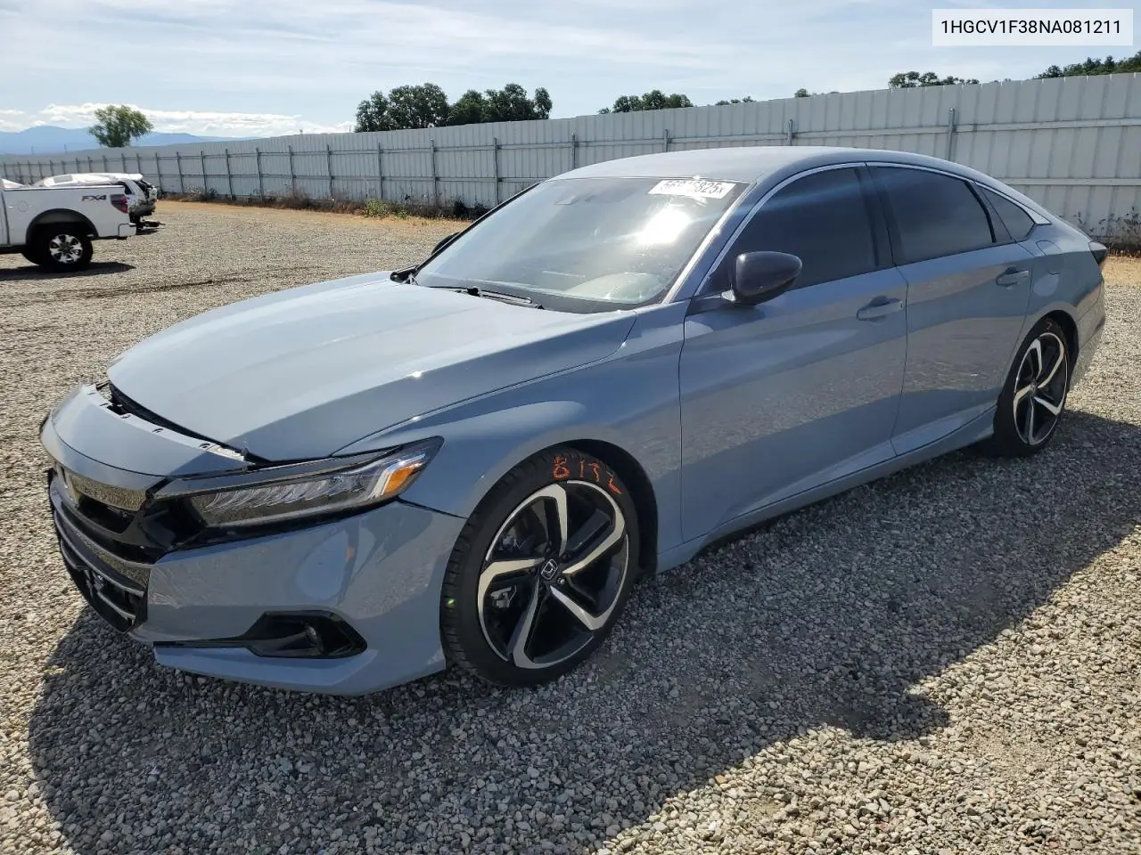 2022 Honda Accord Sport VIN: 1HGCV1F38NA081211 Lot: 56916825