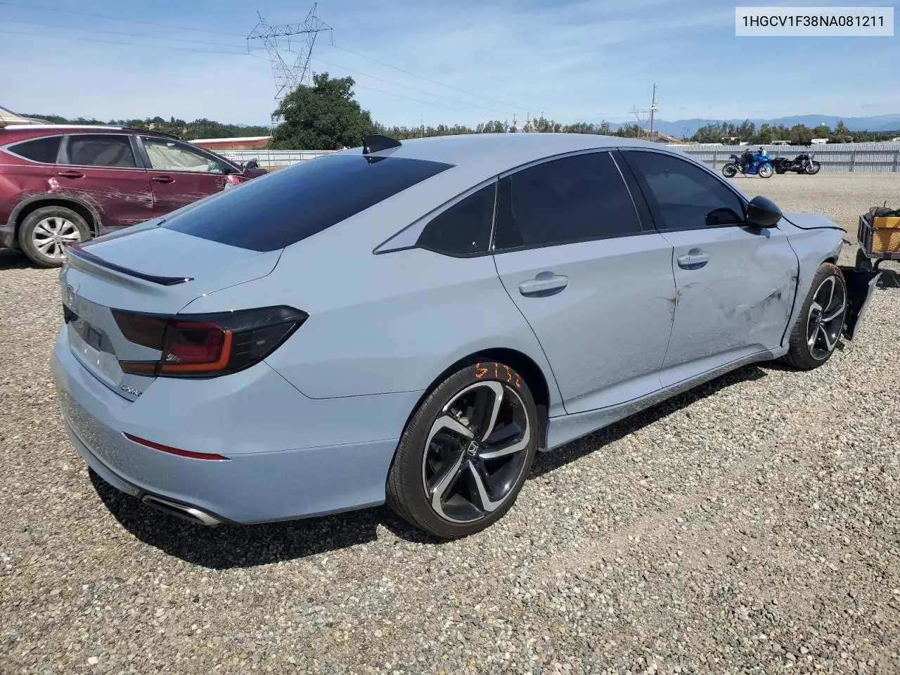 2022 Honda Accord Sport VIN: 1HGCV1F38NA081211 Lot: 56916825