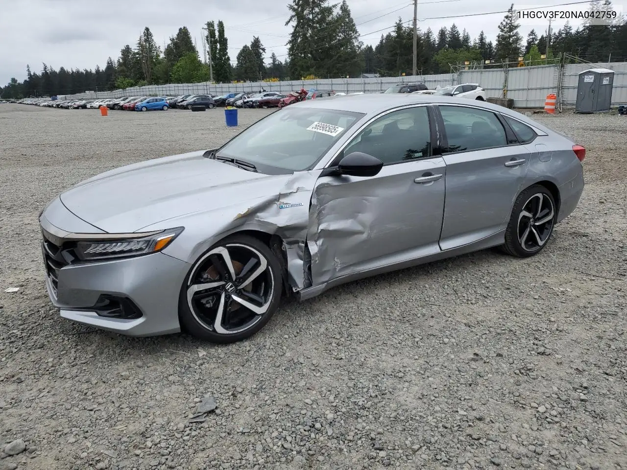 2022 Honda Accord Hybrid Sport VIN: 1HGCV3F20NA042759 Lot: 56998505