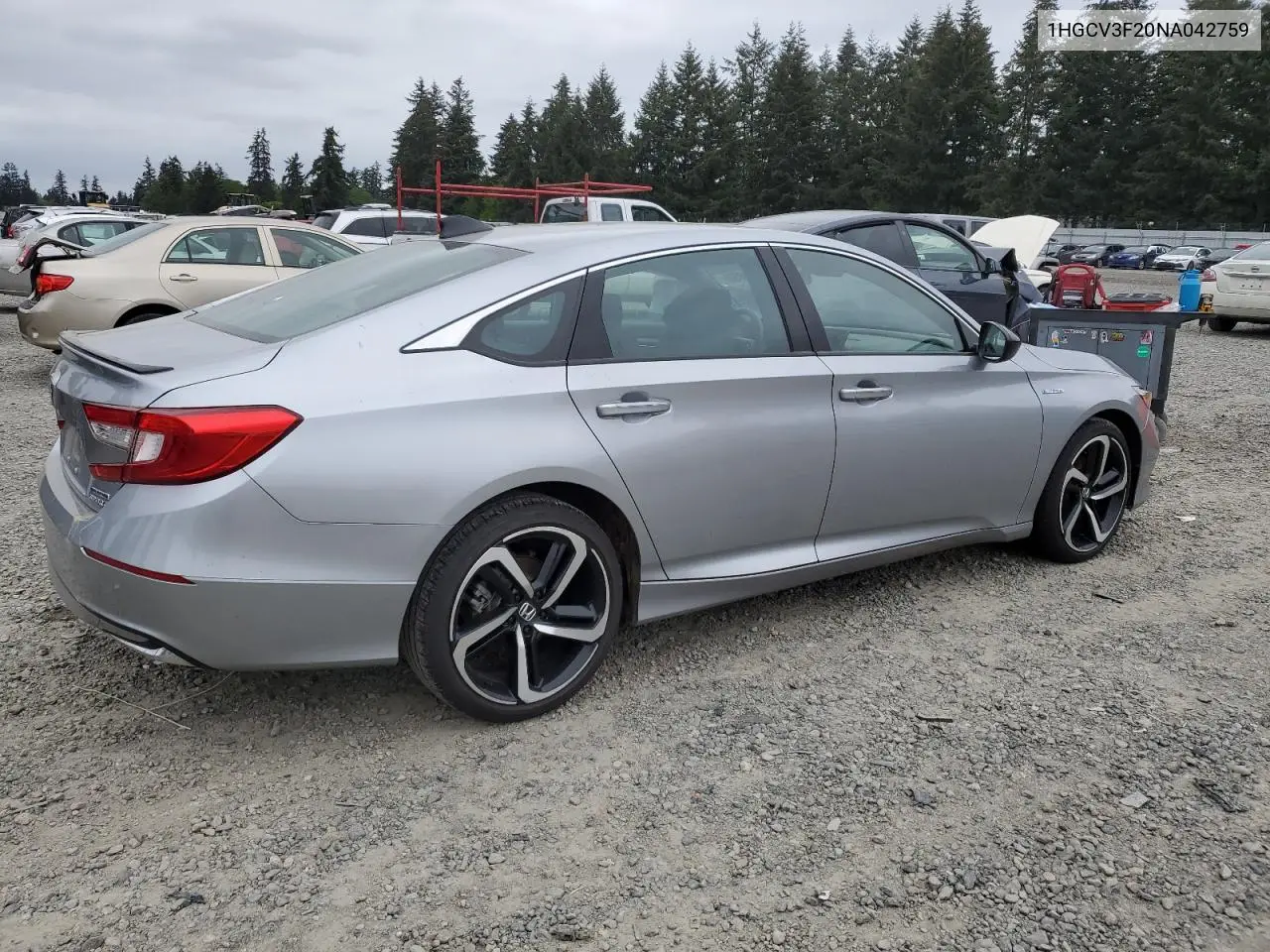 2022 Honda Accord Hybrid Sport VIN: 1HGCV3F20NA042759 Lot: 56998505