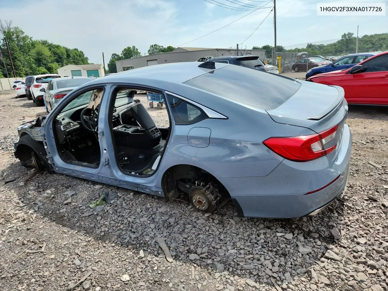 2022 Honda Accord Sport VIN: 1HGCV2F3XNA017726 Lot: 61601905