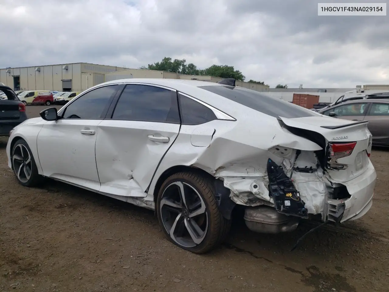 2022 Honda Accord Sport Se VIN: 1HGCV1F43NA029154 Lot: 62194765