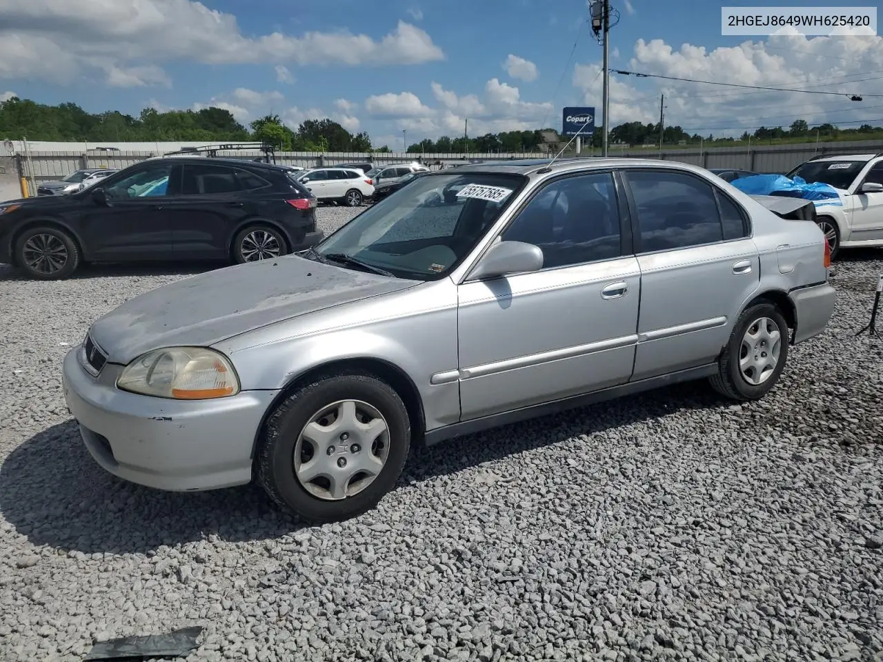 1998 Honda Civic Ex VIN: 2HGEJ8649WH625420 Lot: 55757585