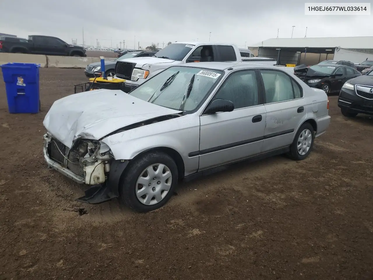 1998 Honda Civic Lx VIN: 1HGEJ6677WL033614 Lot: 56000915