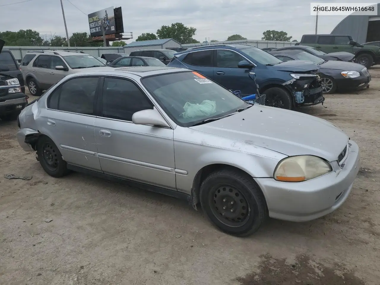 1998 Honda Civic Ex VIN: 2HGEJ8645WH616648 Lot: 56056815