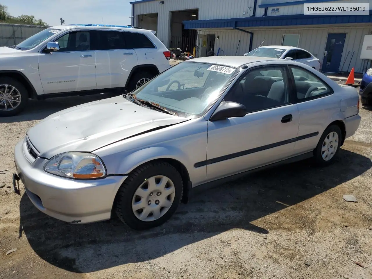 1998 Honda Civic Dx VIN: 1HGEJ6227WL135019 Lot: 56660715