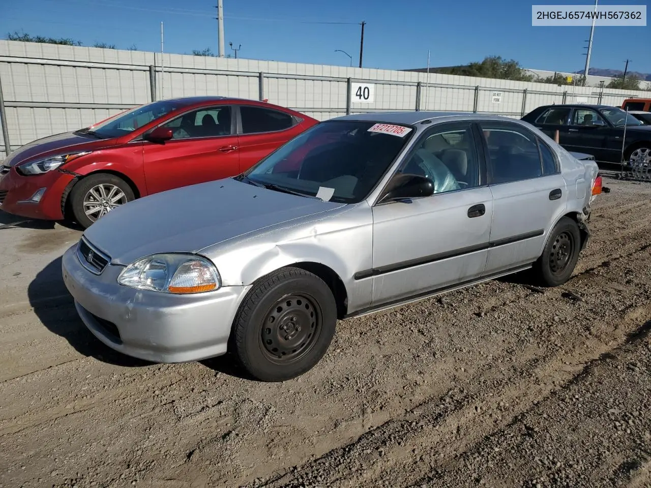 1998 Honda Civic Lx VIN: 2HGEJ6574WH567362 Lot: 57212705