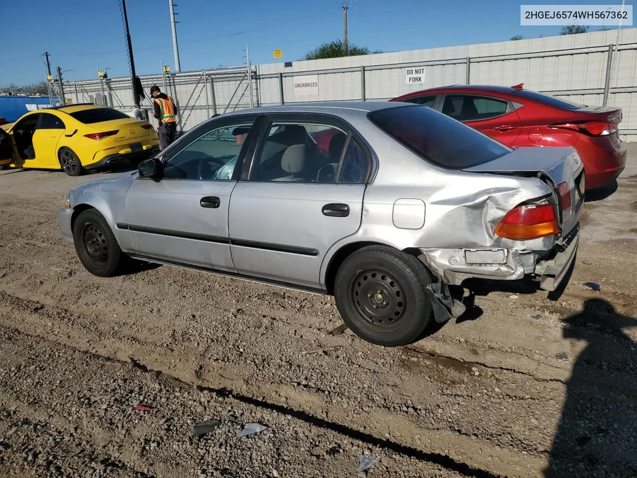 1998 Honda Civic Lx VIN: 2HGEJ6574WH567362 Lot: 57212705