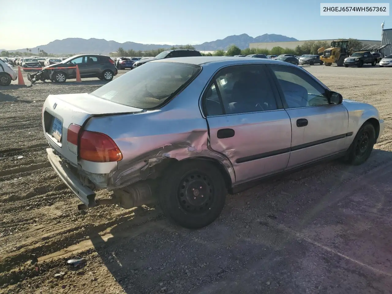 1998 Honda Civic Lx VIN: 2HGEJ6574WH567362 Lot: 57212705