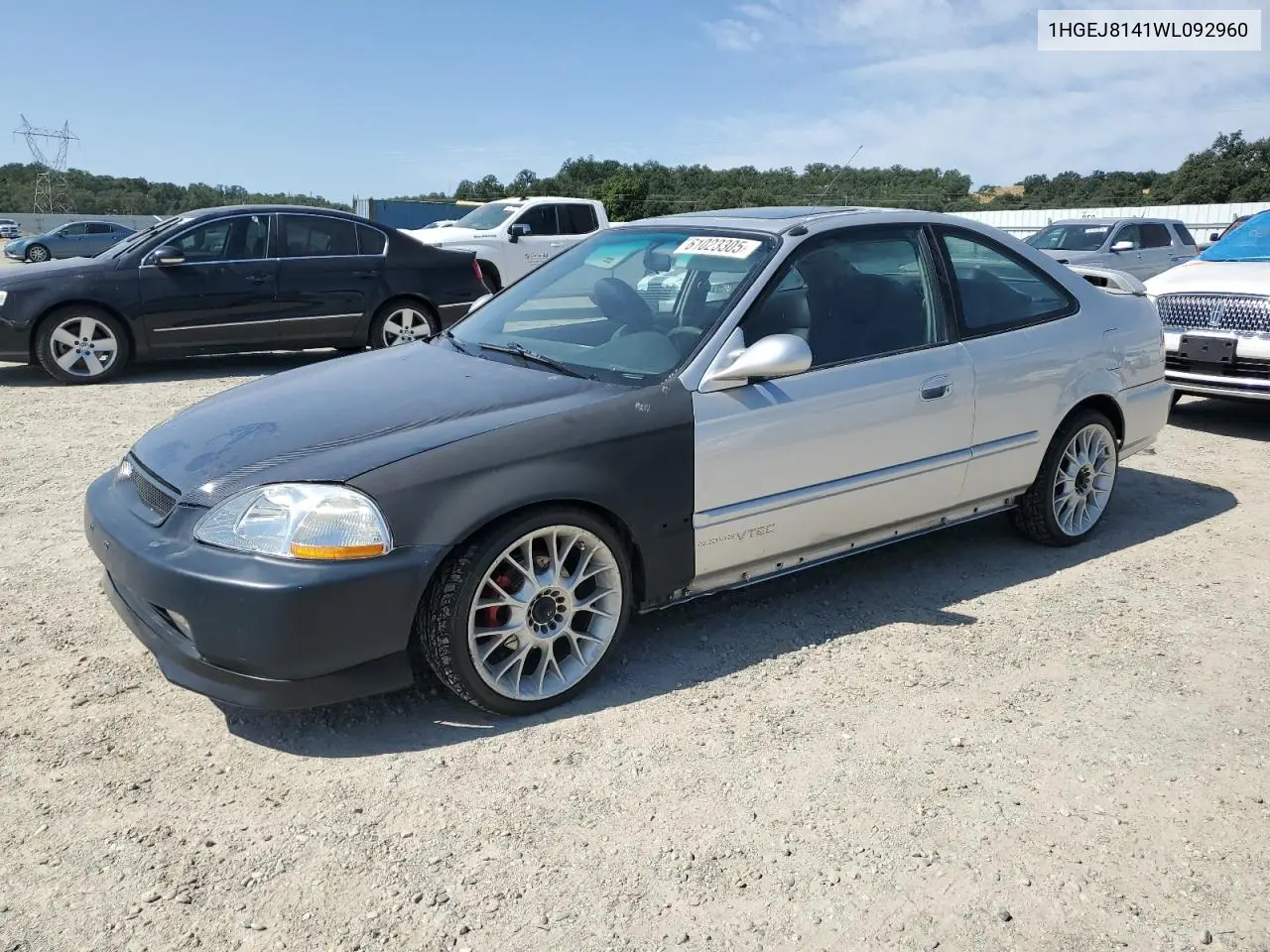 1998 Honda Civic Ex VIN: 1HGEJ8141WL092960 Lot: 61023305
