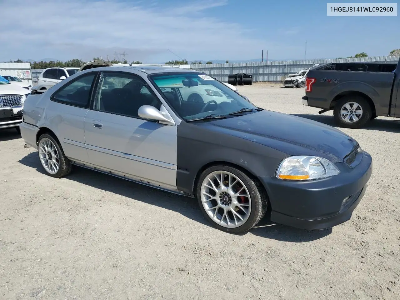 1998 Honda Civic Ex VIN: 1HGEJ8141WL092960 Lot: 61023305