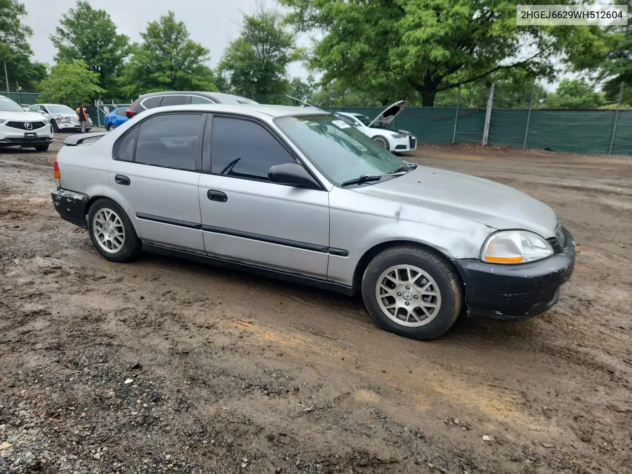 1998 Honda Civic Dx VIN: 2HGEJ6629WH512604 Lot: 61225445