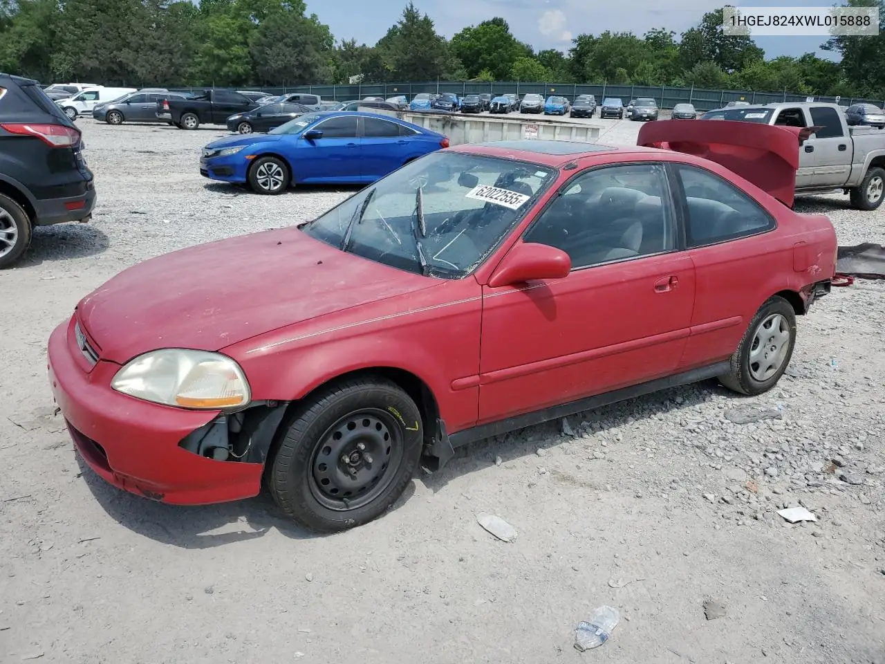 1998 Honda Civic Ex VIN: 1HGEJ824XWL015888 Lot: 62022555