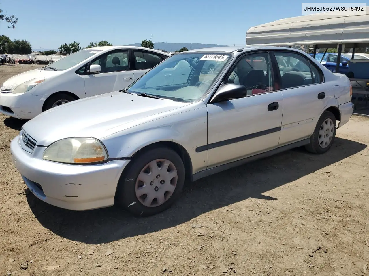 1998 Honda Civic Dx VIN: JHMEJ6627WS015492 Lot: 62774545