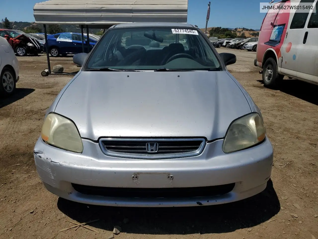 1998 Honda Civic Dx VIN: JHMEJ6627WS015492 Lot: 62774545