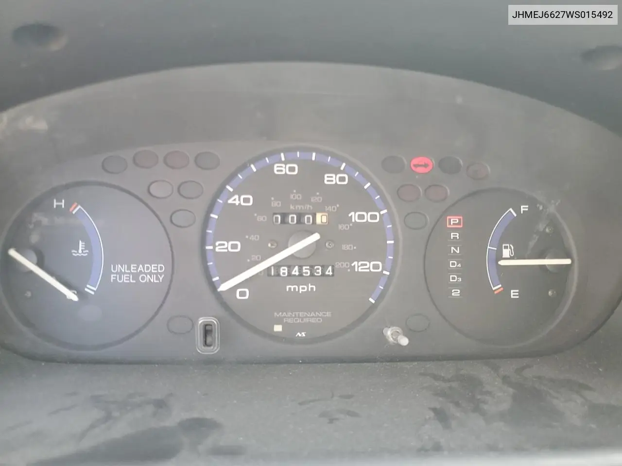1998 Honda Civic Dx VIN: JHMEJ6627WS015492 Lot: 62774545