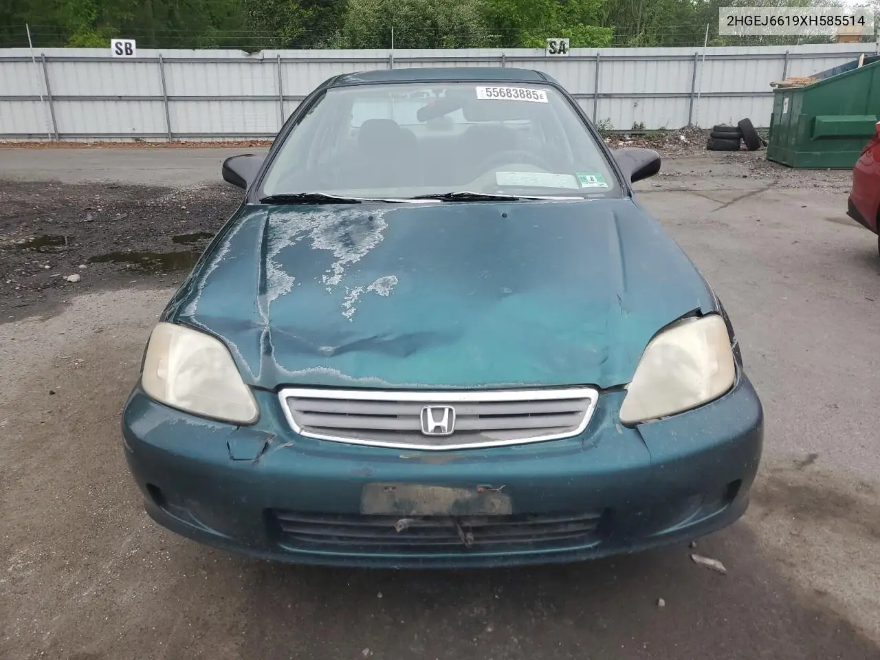 1999 Honda Civic Base VIN: 2HGEJ6619XH585514 Lot: 55683885