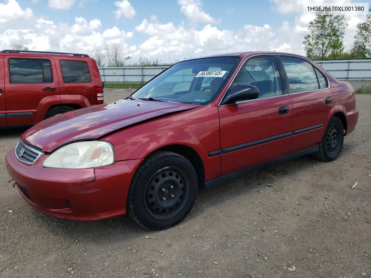 1999 Honda Civic Lx VIN: 1HGEJ6670XL001380 Lot: 56380745
