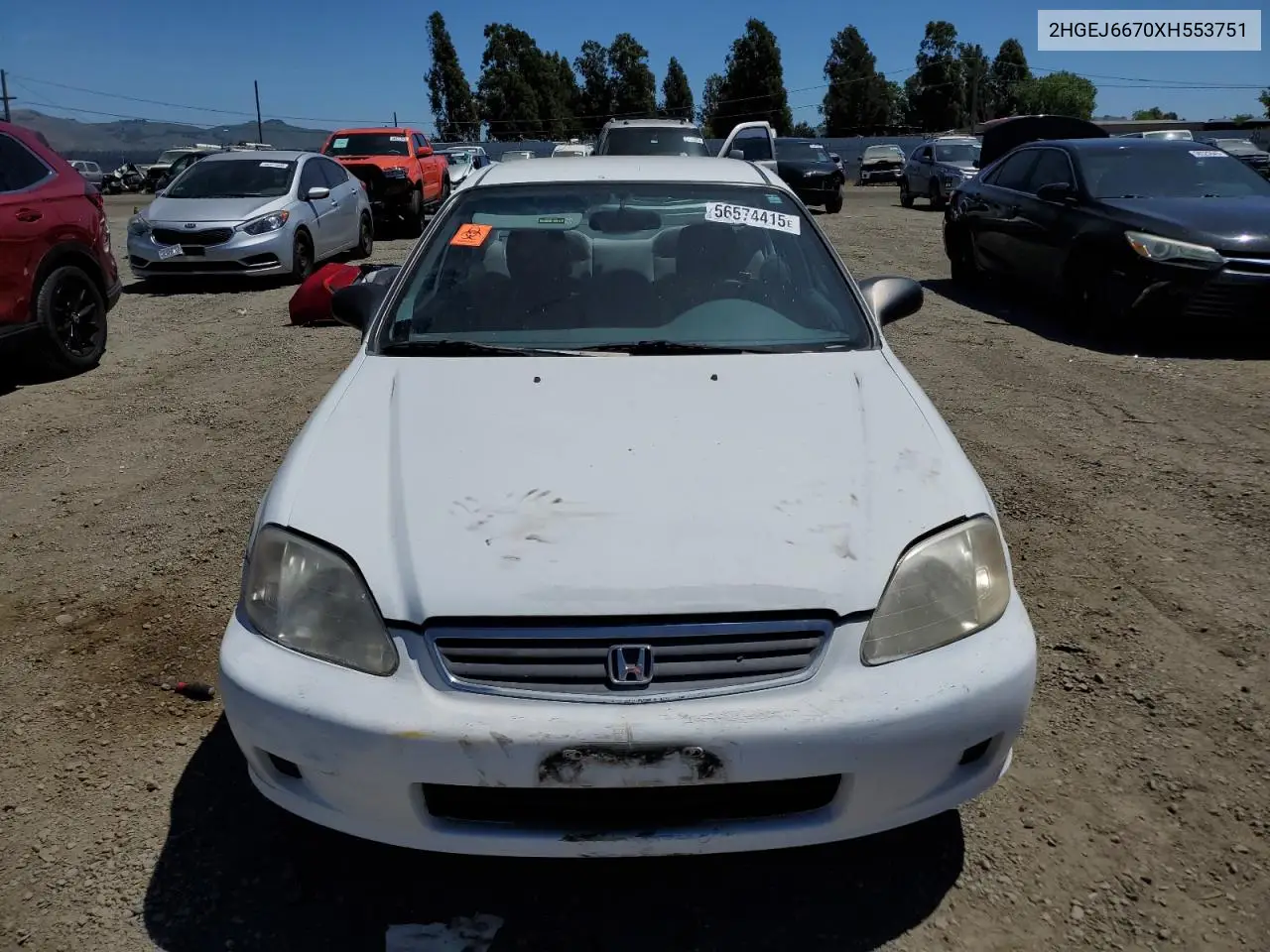 1999 Honda Civic Lx VIN: 2HGEJ6670XH553751 Lot: 56574415