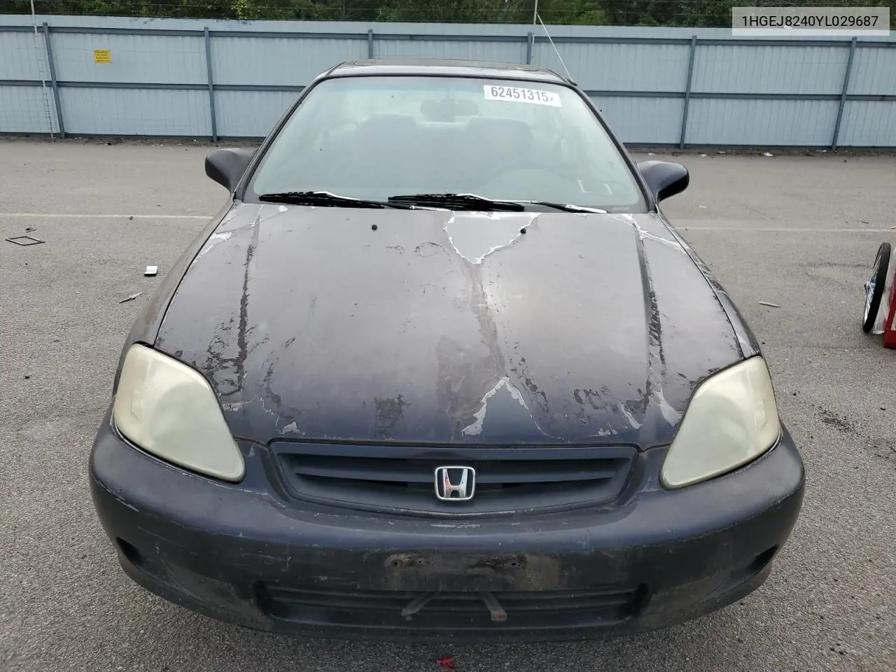 2000 Honda Civic Ex VIN: 1HGEJ8240YL029687 Lot: 62451315