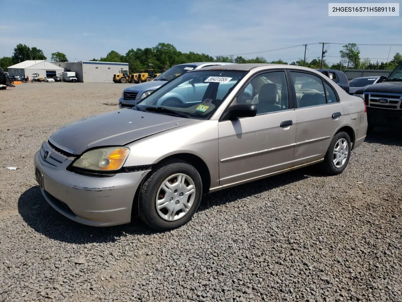 2001 Honda Civic Lx VIN: 2HGES16571H589118 Lot: 56431055