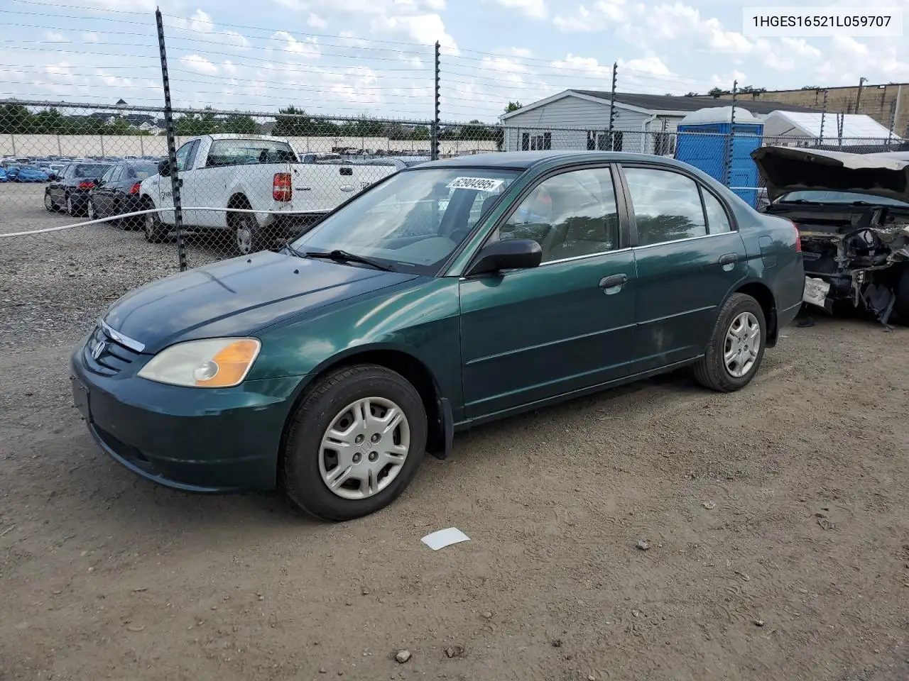 2001 Honda Civic Lx VIN: 1HGES16521L059707 Lot: 62904995