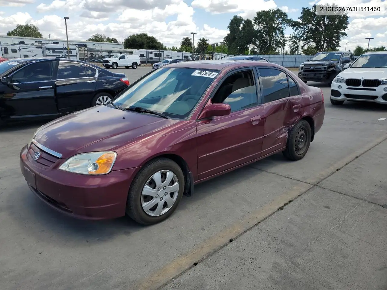 2003 Honda Civic Ex VIN: 2HGES26763H541460 Lot: 56026585