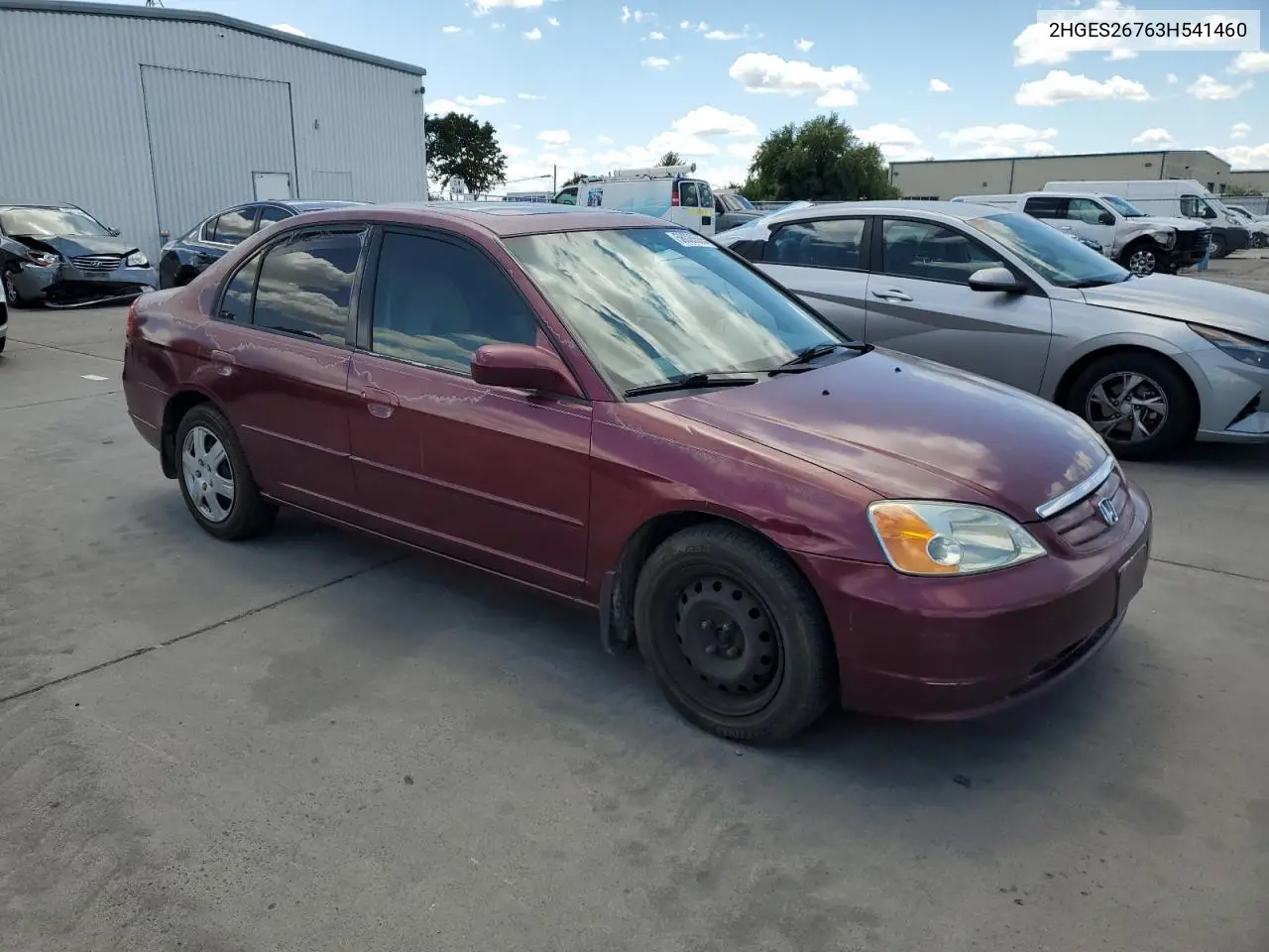 2003 Honda Civic Ex VIN: 2HGES26763H541460 Lot: 56026585