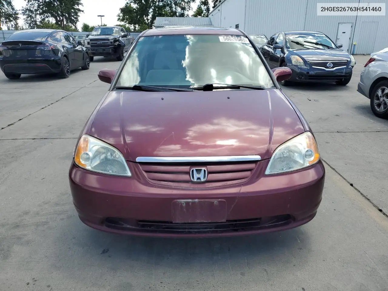 2003 Honda Civic Ex VIN: 2HGES26763H541460 Lot: 56026585