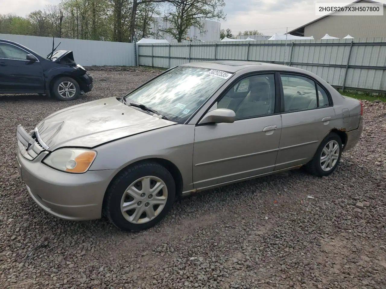 2003 Honda Civic Ex VIN: 2HGES267X3H507800 Lot: 56292535