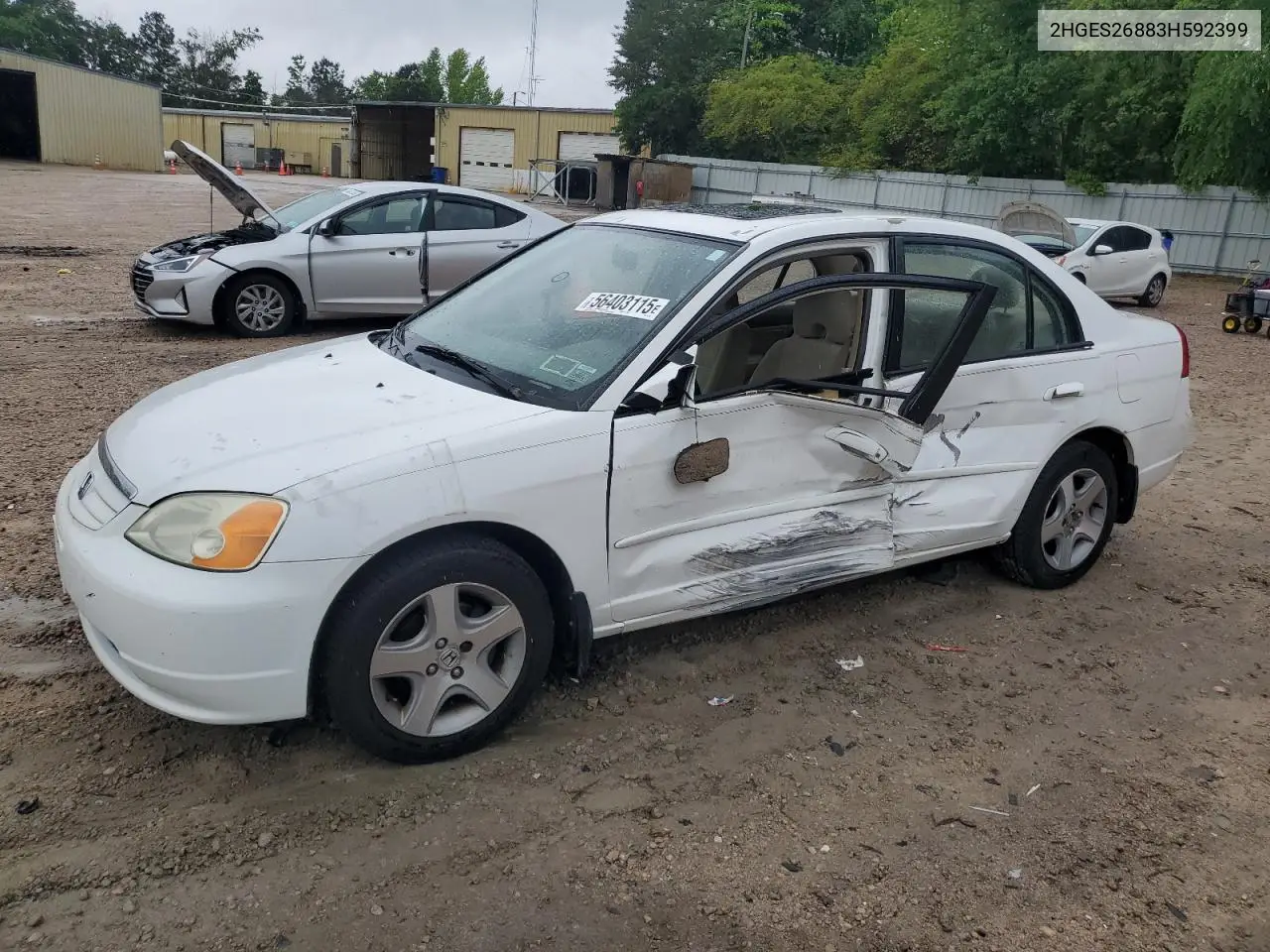 2003 Honda Civic Ex VIN: 2HGES26883H592399 Lot: 56403115