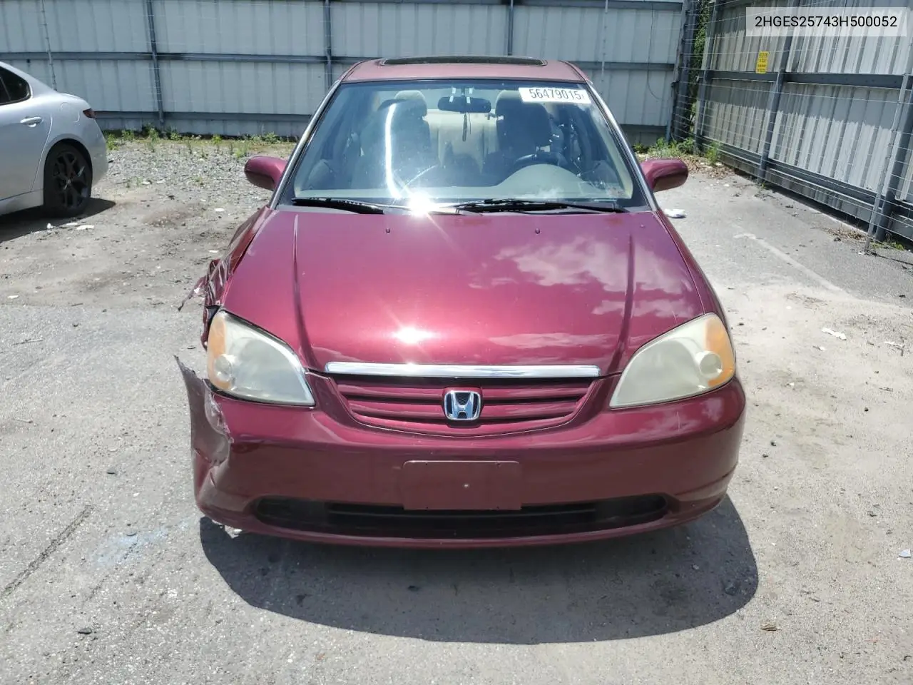 2003 Honda Civic Ex VIN: 2HGES25743H500052 Lot: 56479015