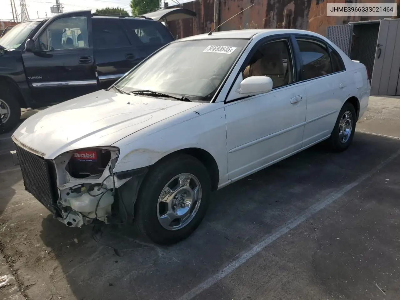 2003 Honda Civic Hybrid VIN: JHMES96633S021464 Lot: 56690645