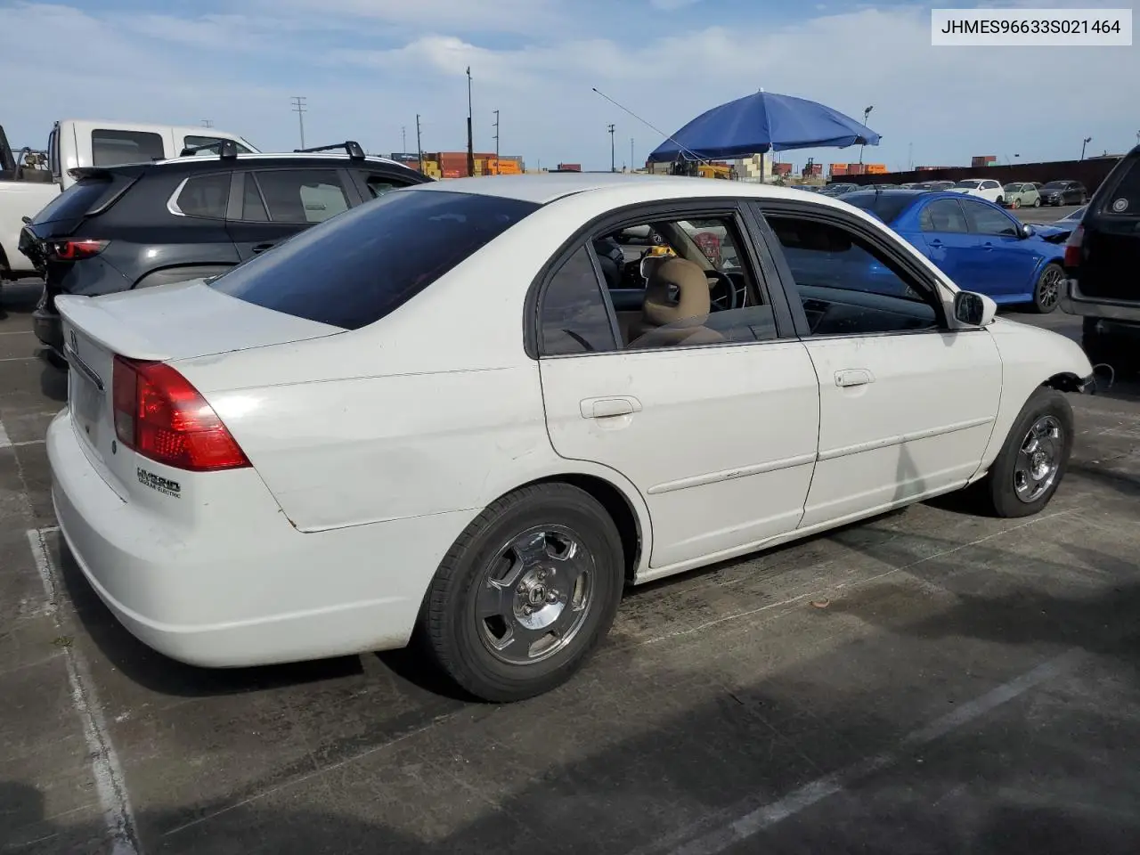 2003 Honda Civic Hybrid VIN: JHMES96633S021464 Lot: 56690645