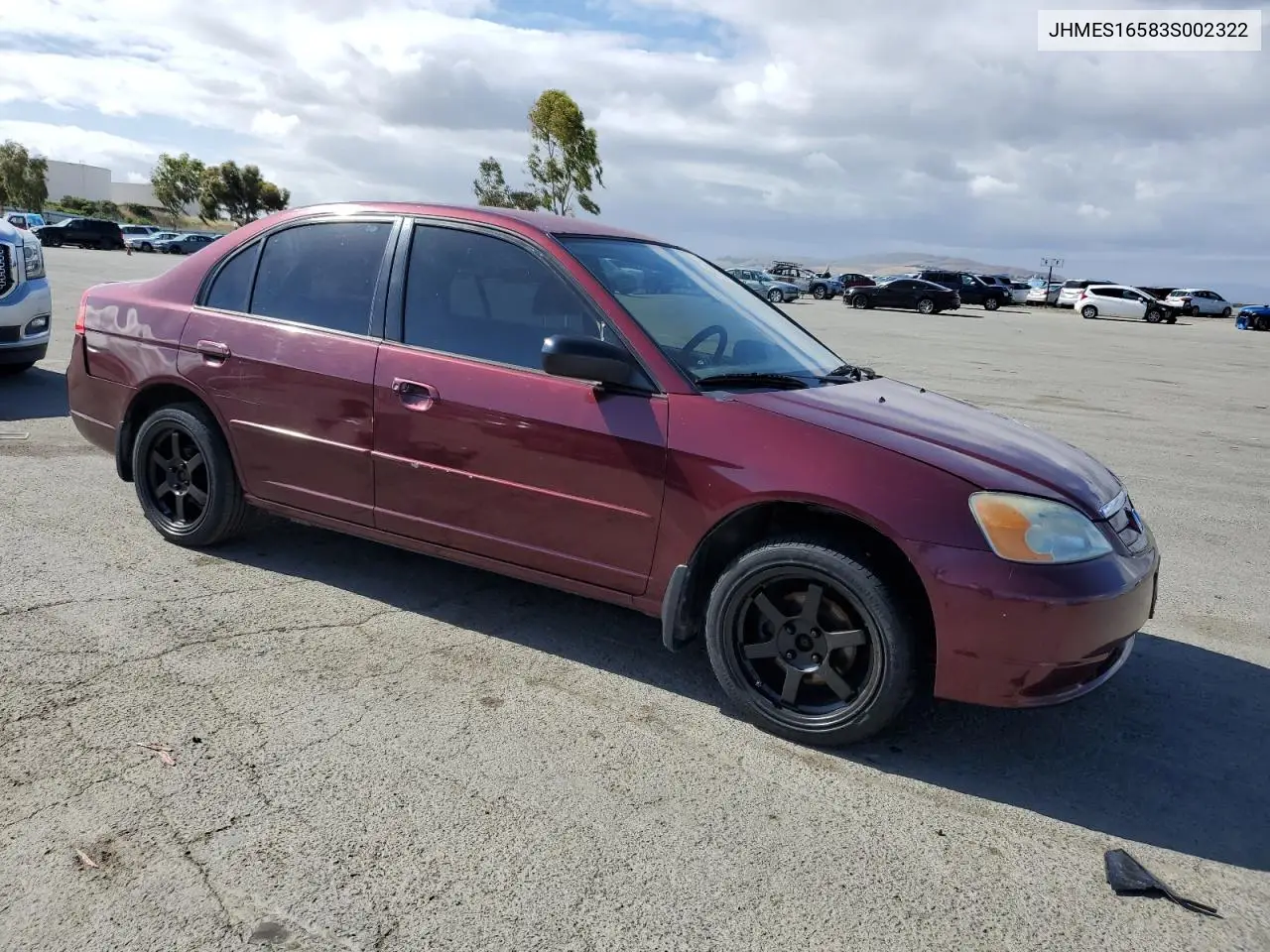 2003 Honda Civic Lx VIN: JHMES16583S002322 Lot: 56728115