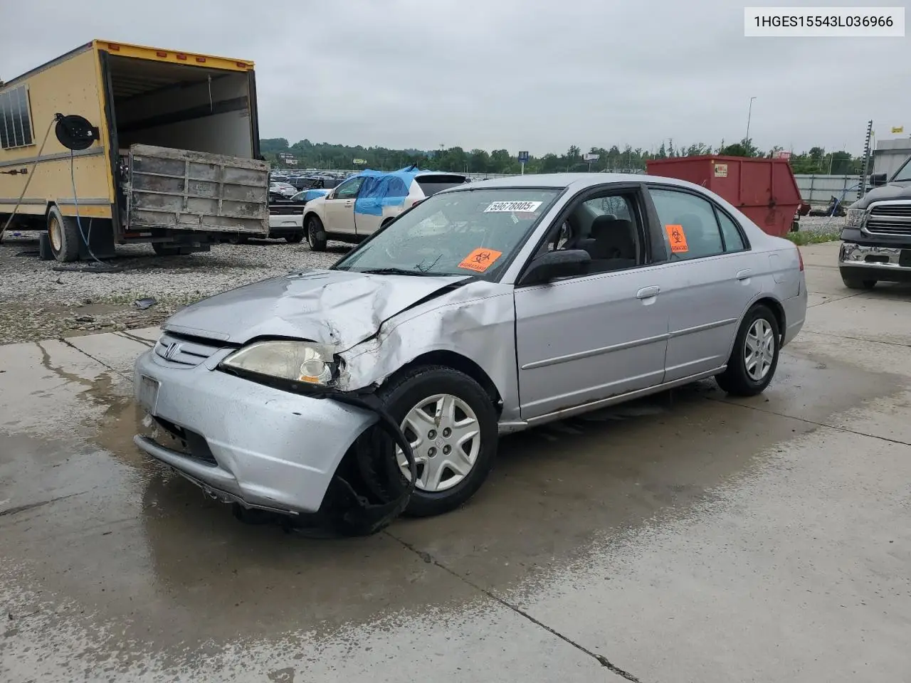 2003 Honda Civic Lx VIN: 1HGES15543L036966 Lot: 59678805