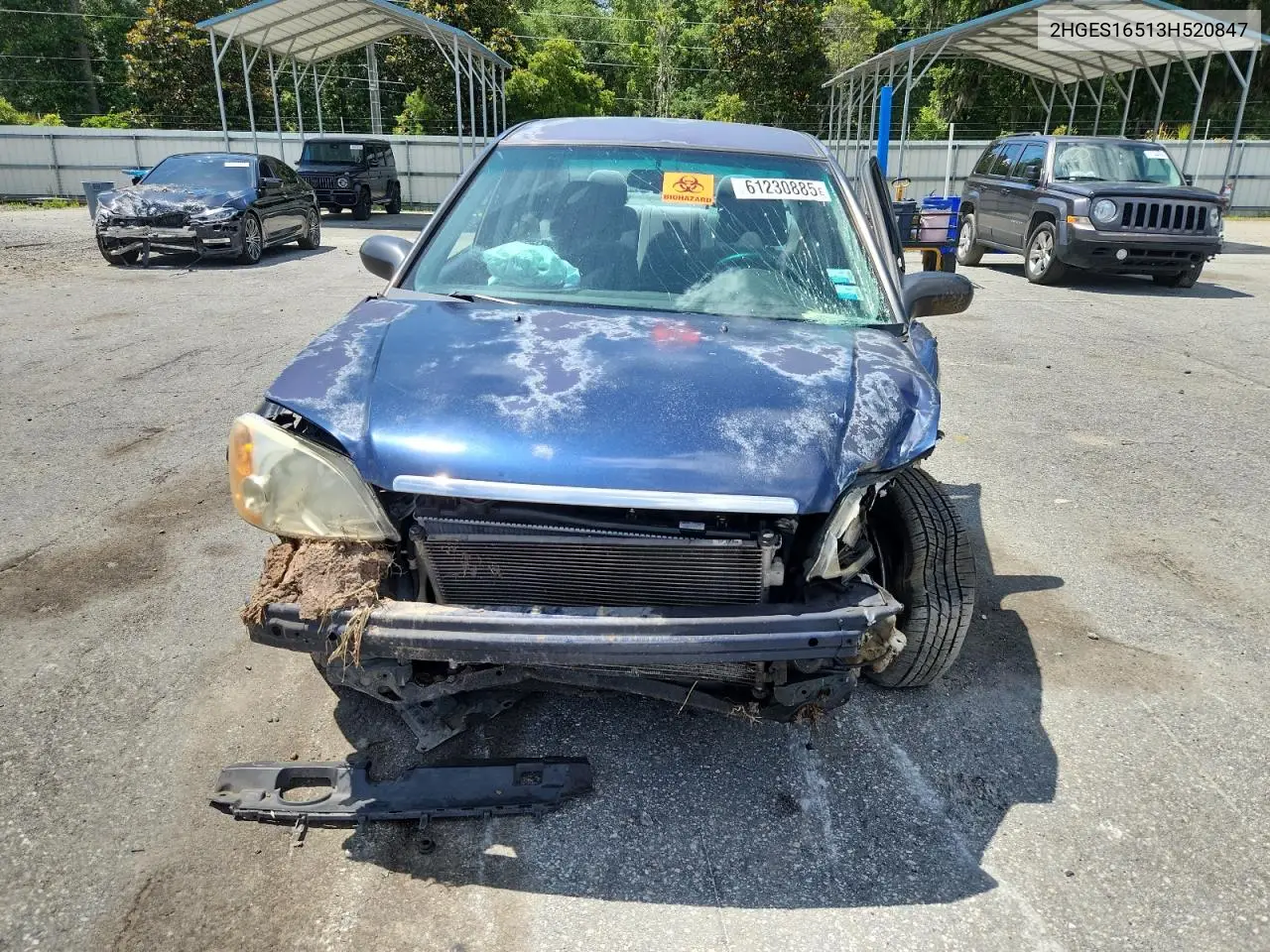 2003 Honda Civic Lx VIN: 2HGES16513H520847 Lot: 61230885