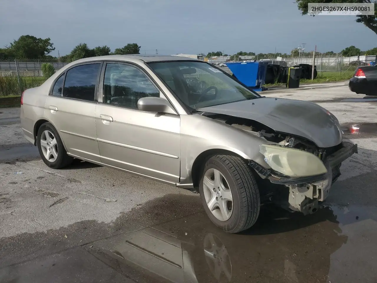 2003 Honda Civic Ex VIN: 2HGES267X4H590081 Lot: 62901775