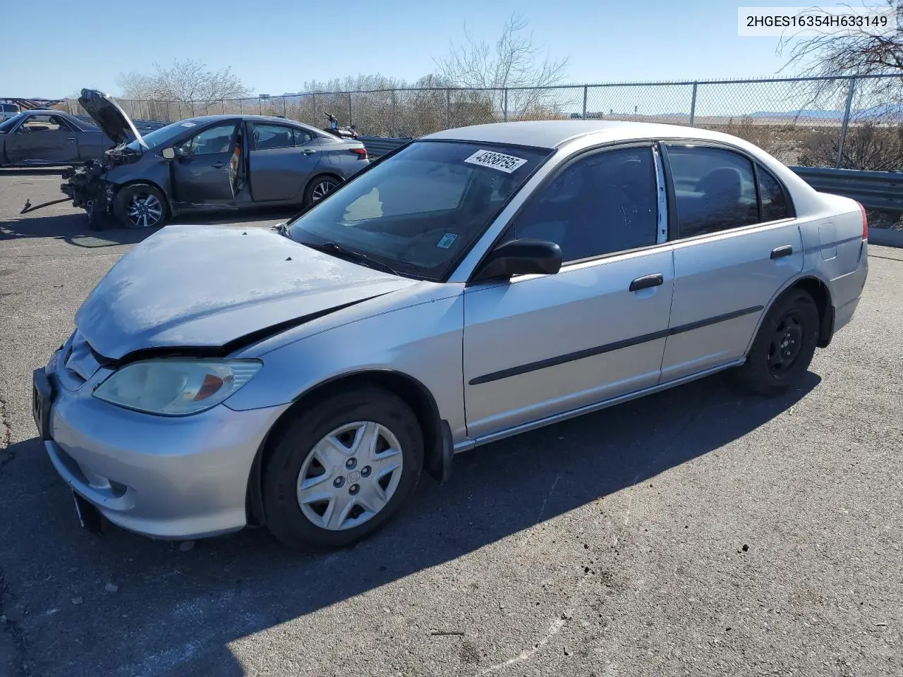2004 Honda Civic Dx Vp VIN: 2HGES16354H633149 Lot: 45868795