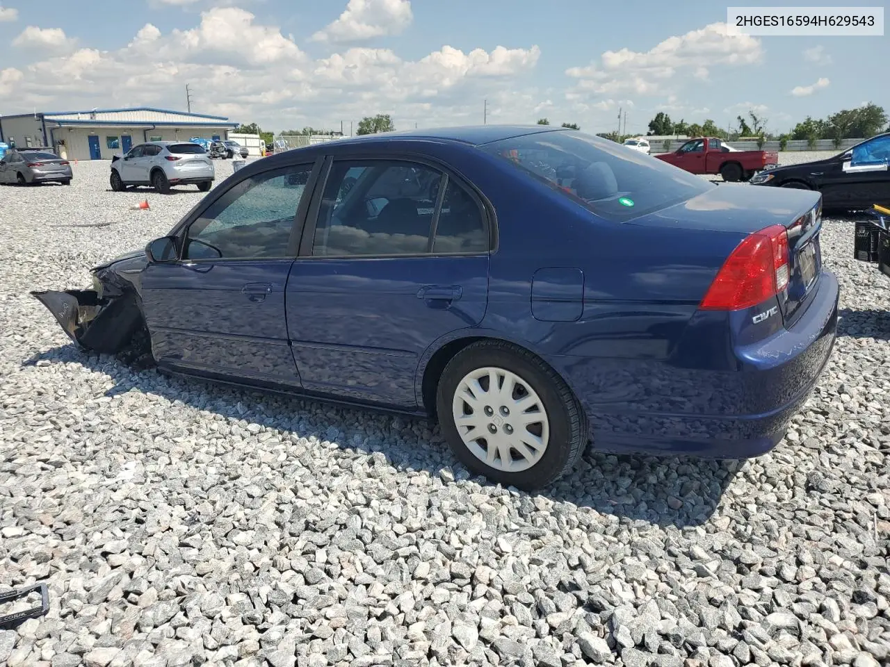 2004 Honda Civic Lx VIN: 2HGES16594H629543 Lot: 57022975