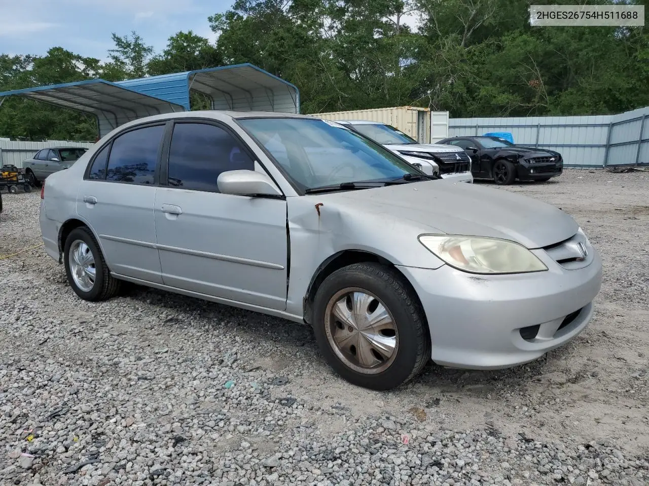 2004 Honda Civic Ex VIN: 2HGES26754H511688 Lot: 57111915