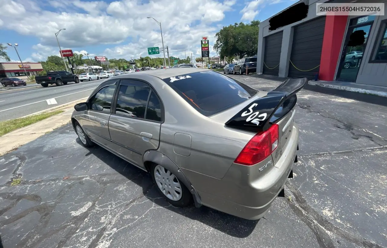 2004 Honda Civic Lx VIN: 2HGES15504H572036 Lot: 57294705
