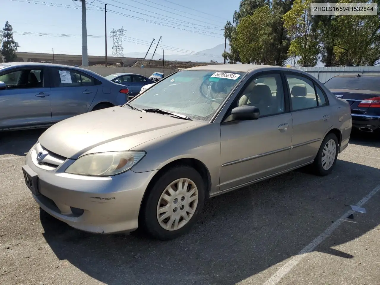 2004 Honda Civic Lx VIN: 2HGES16594H532844 Lot: 59956895