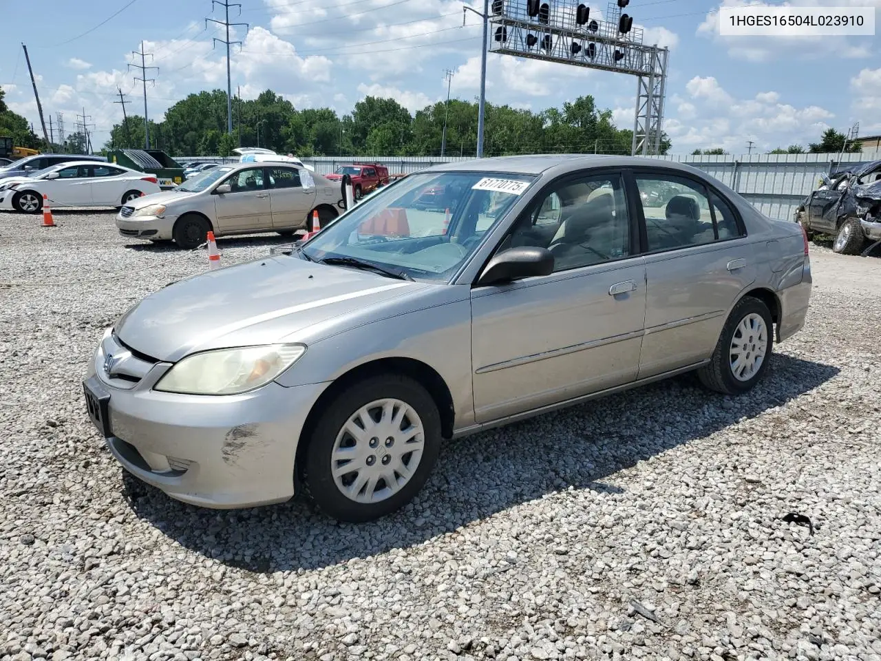 2004 Honda Civic Lx VIN: 1HGES16504L023910 Lot: 61770775